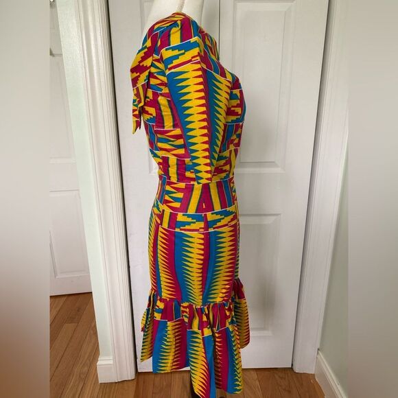 Festive Colorful Kente Cloth Wiggle Dress - Picture 6 of 7